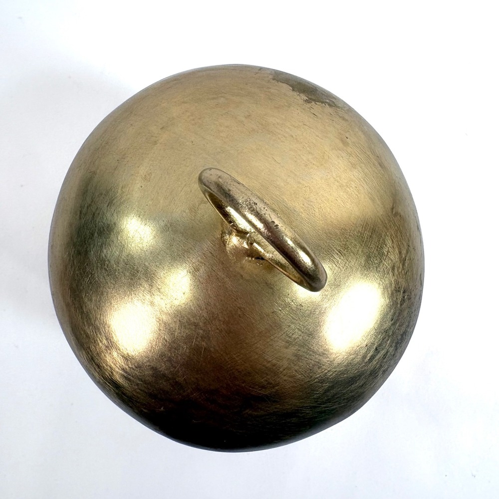 Pottery Barn Bell Gold Brass Etched Geometric Pattern Made in India Large 8in - Picture 6 of 7